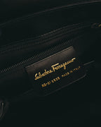 "Salvatore Ferragamo" 90's-00's Structured leather top handle handbag