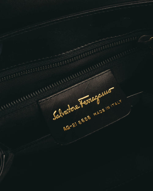 "Salvatore Ferragamo" 90's-00's Structured leather top handle handbag
