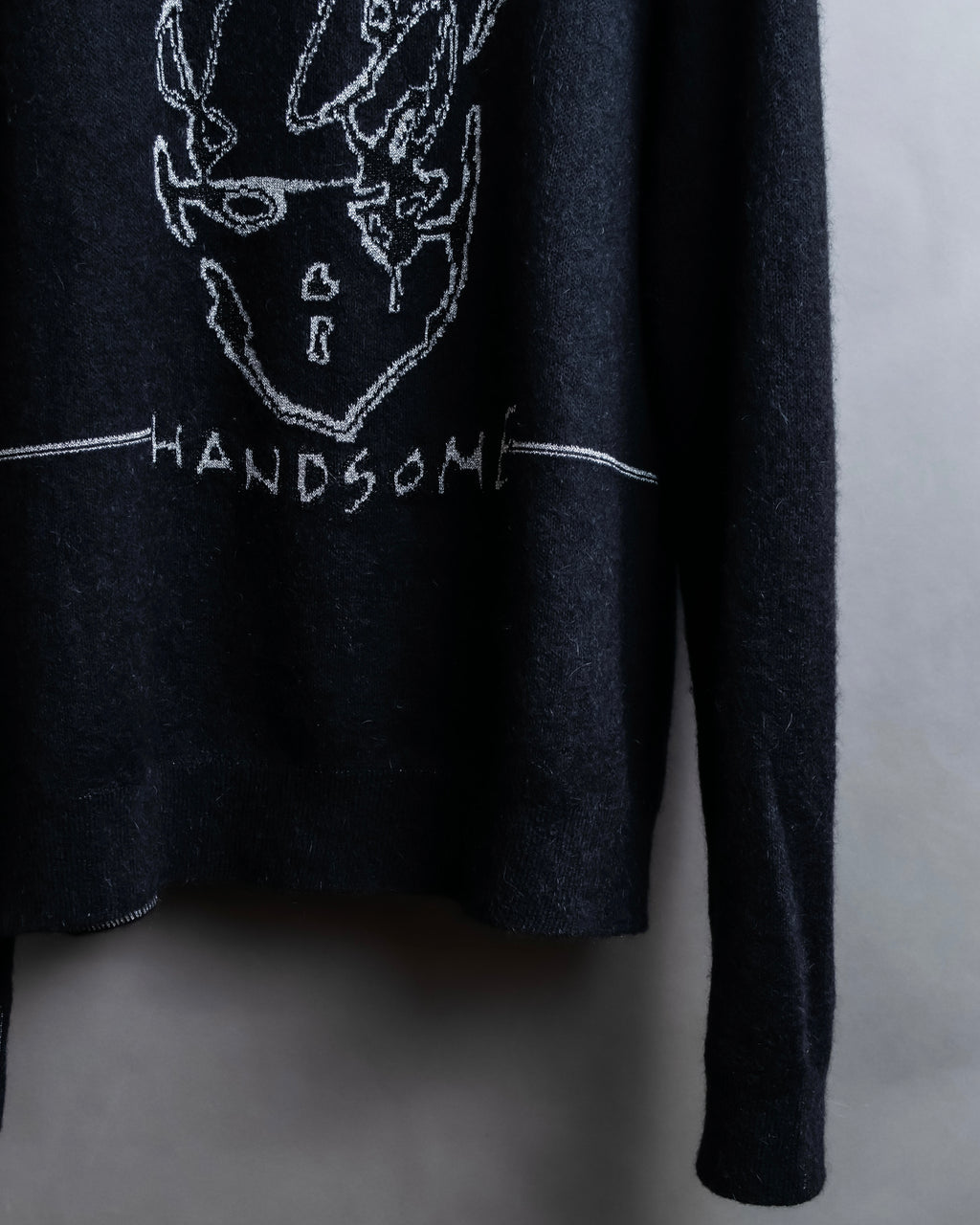 "Saint Laurent" Handsome face embroidery mohair blend oversized knit