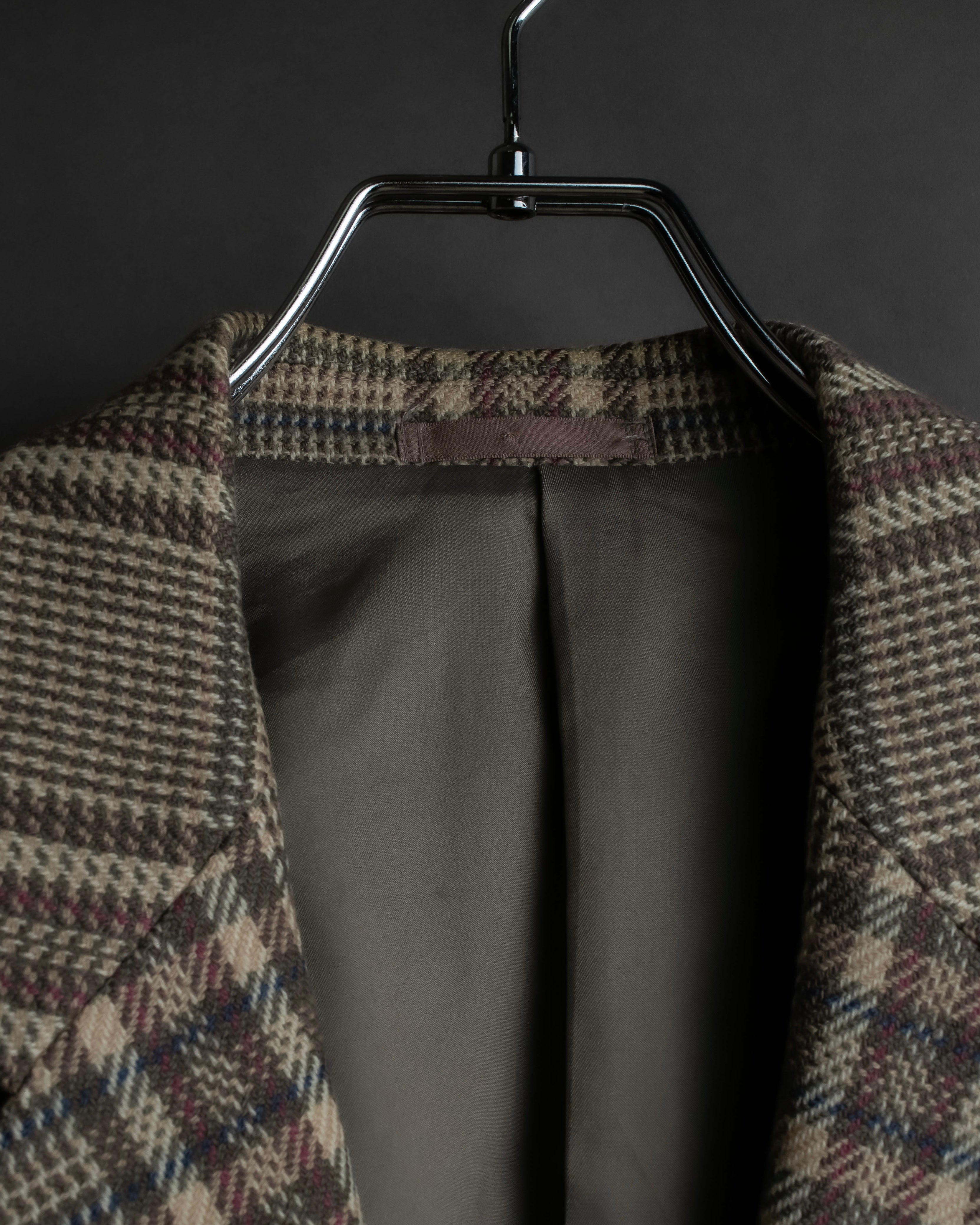 "BURBERRYS" Windowpane pattern tweed tailored jacket
