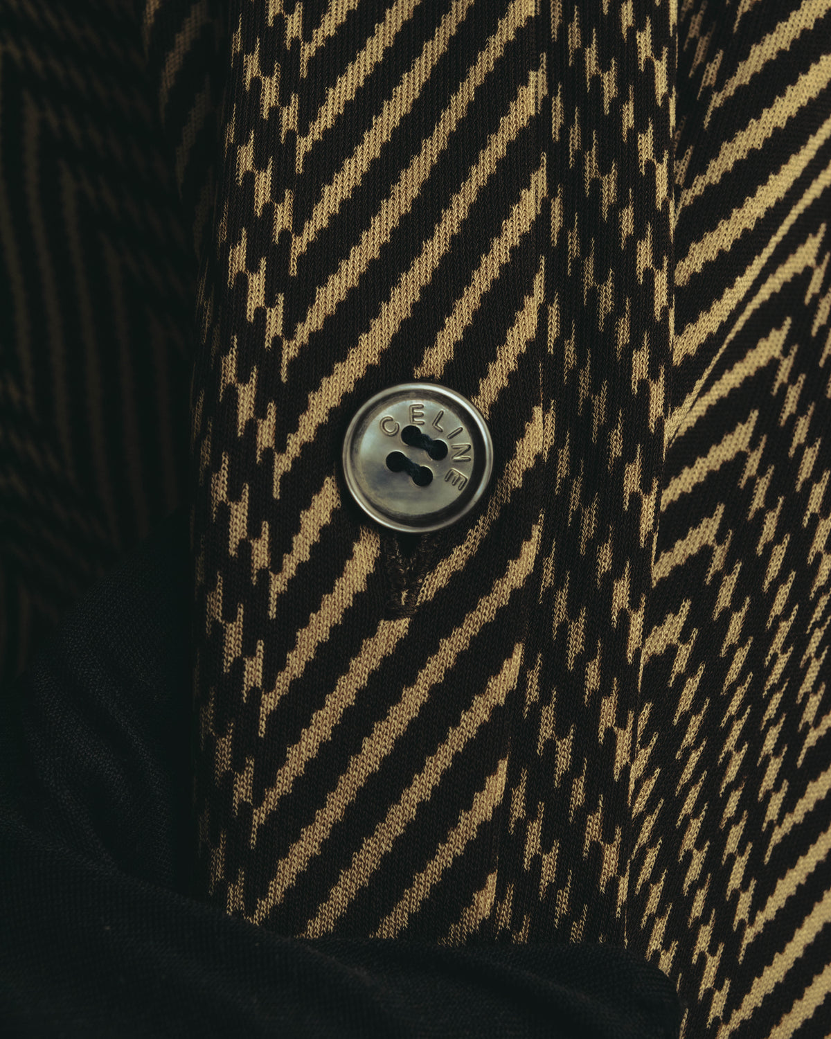 “CELINE” 90’s-00’s Chevron patterned long shirt dress