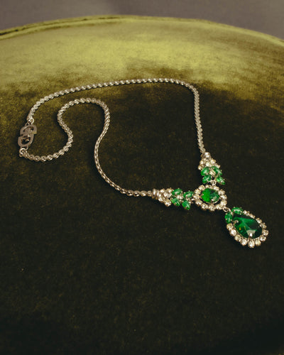 "Christian Dior" 80's-90's Emerald green pendant necklace