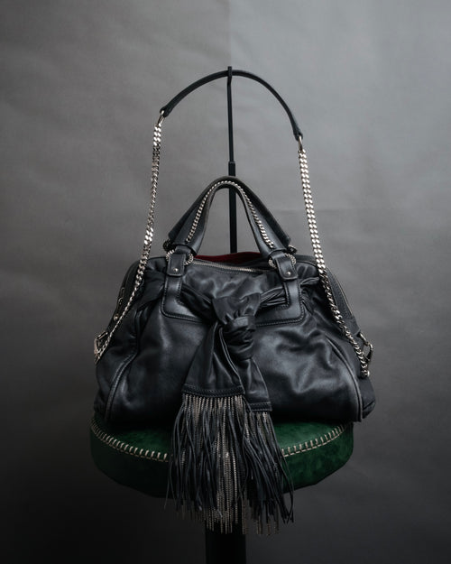 -SPECIAL- “Christian Louboutin” 10’s Knotted fringe chain shoulder bag