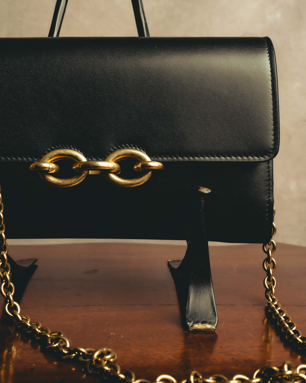 -SPECIAL- “Saint Laurent” 20’s Le Maillon smooth leather chain wallet
