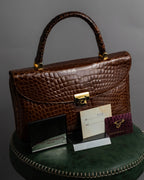 "Franco Parmiggiani" Turn lock design crocodile texture hand bag
