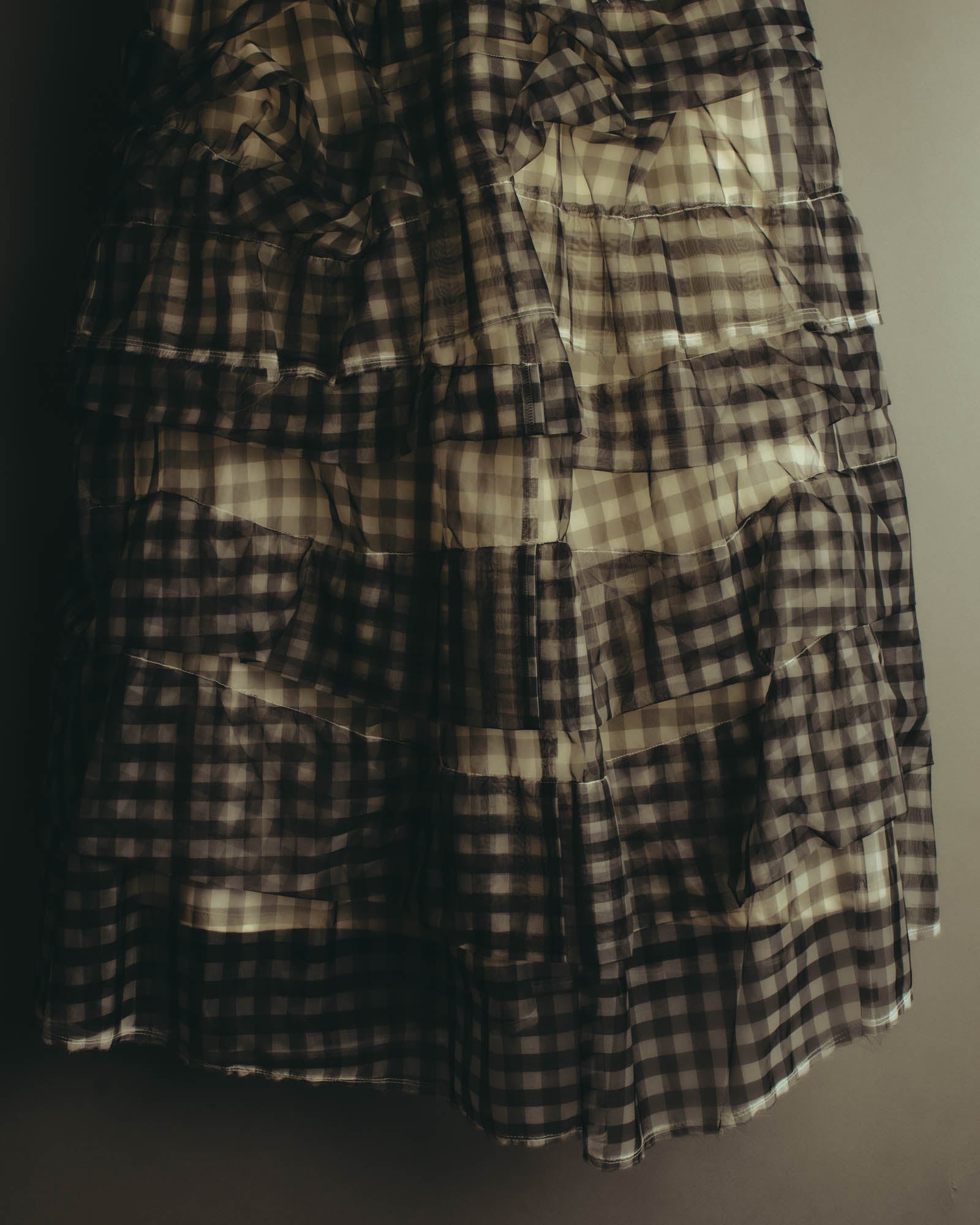 -SPECIAL- "tricot COMME des GARÇONS" 07SS Gingham check sheer tiered ruffle skirt