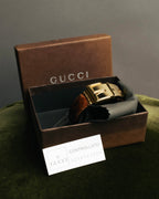 "GUCCI" 90's-00's Embossed leather buckle bangle