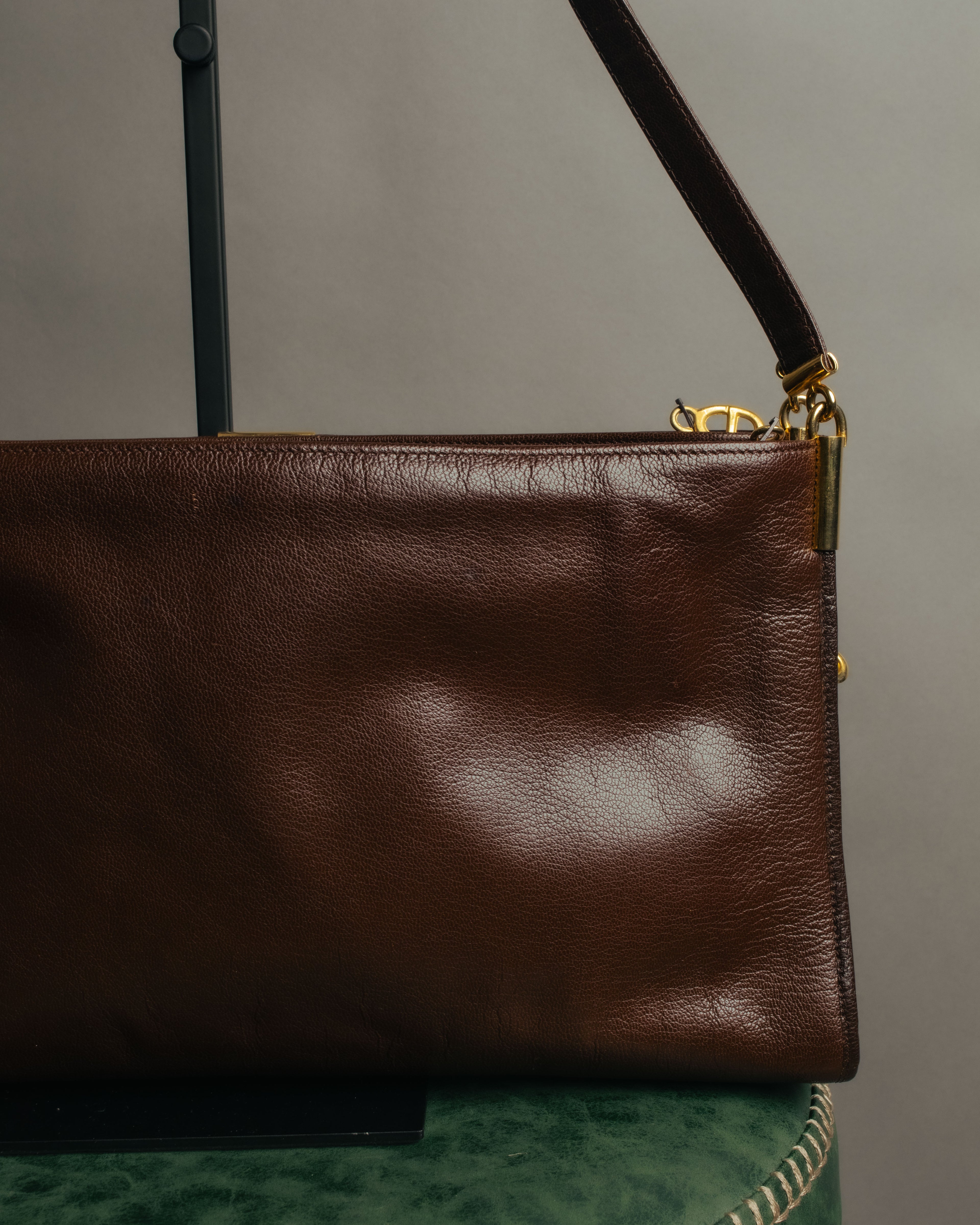 “Christian Dior” 80’s-90’s D motif leather shoulder bag