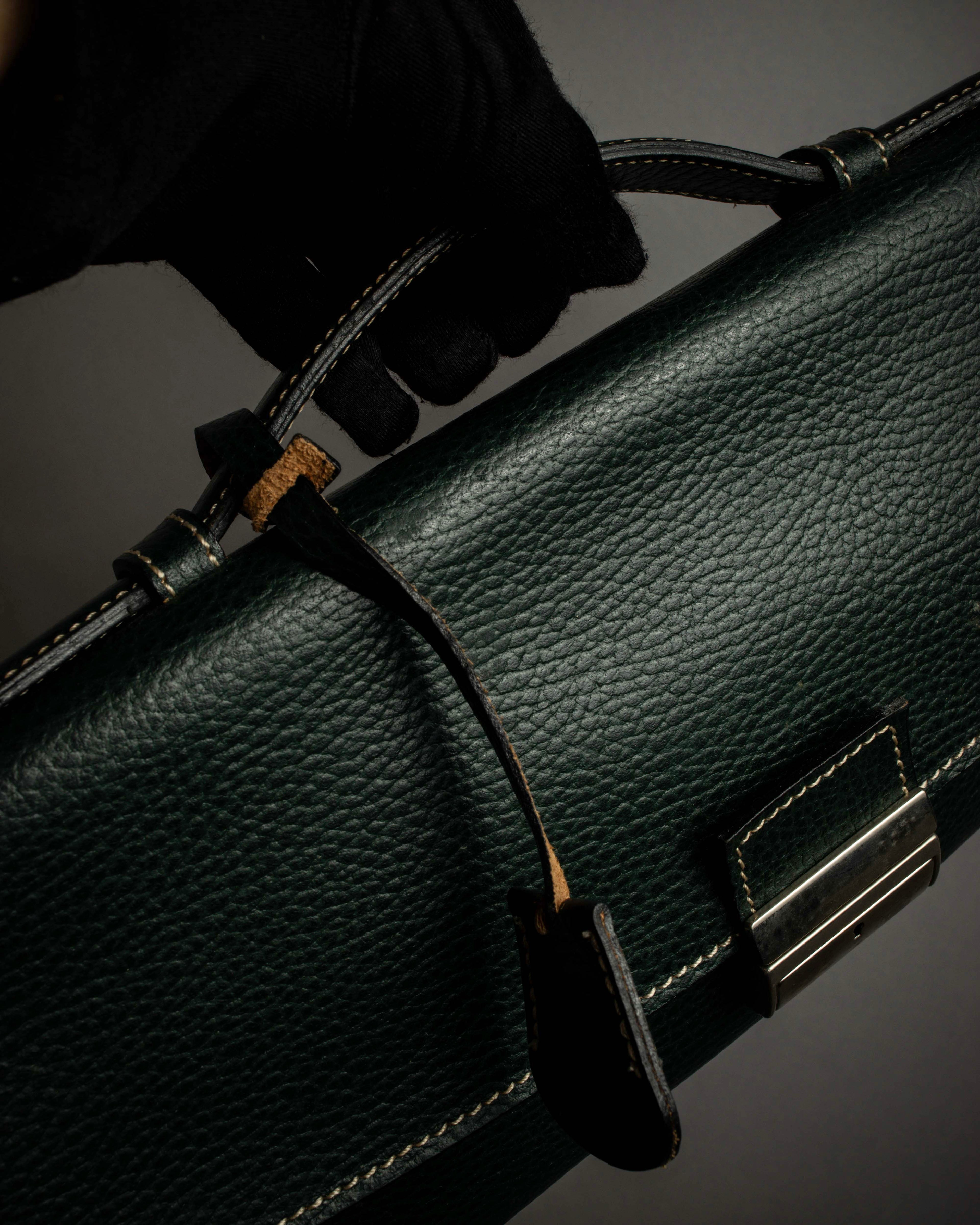 "E. MARINELLA Sottobraccio" Slide closure design 2way leather bag