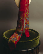 "GUCCI" 70's-80's Floral silk scarf tie