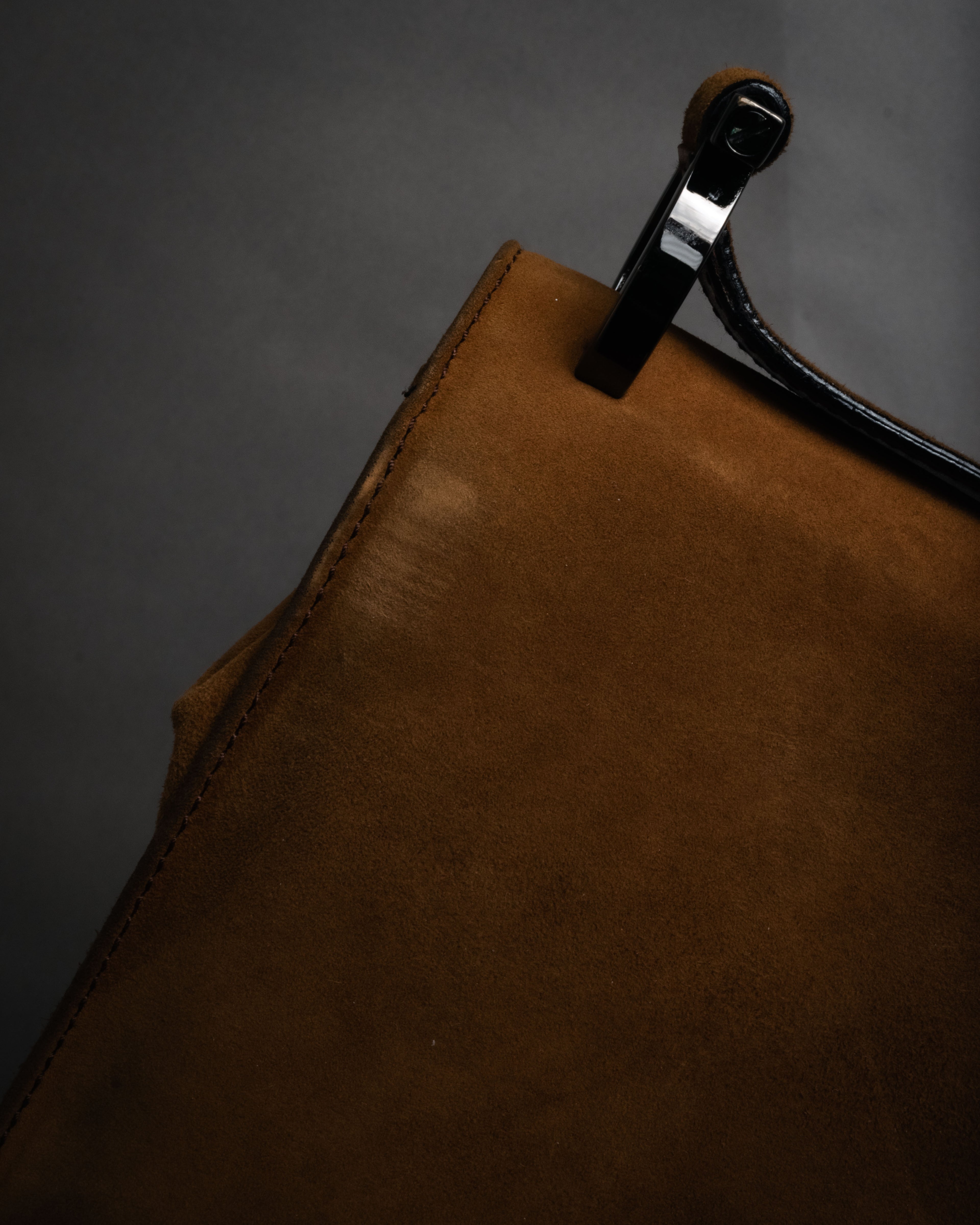 “Salvatore Ferragamo” 90’s-00’s Gancini suede shoulder bag