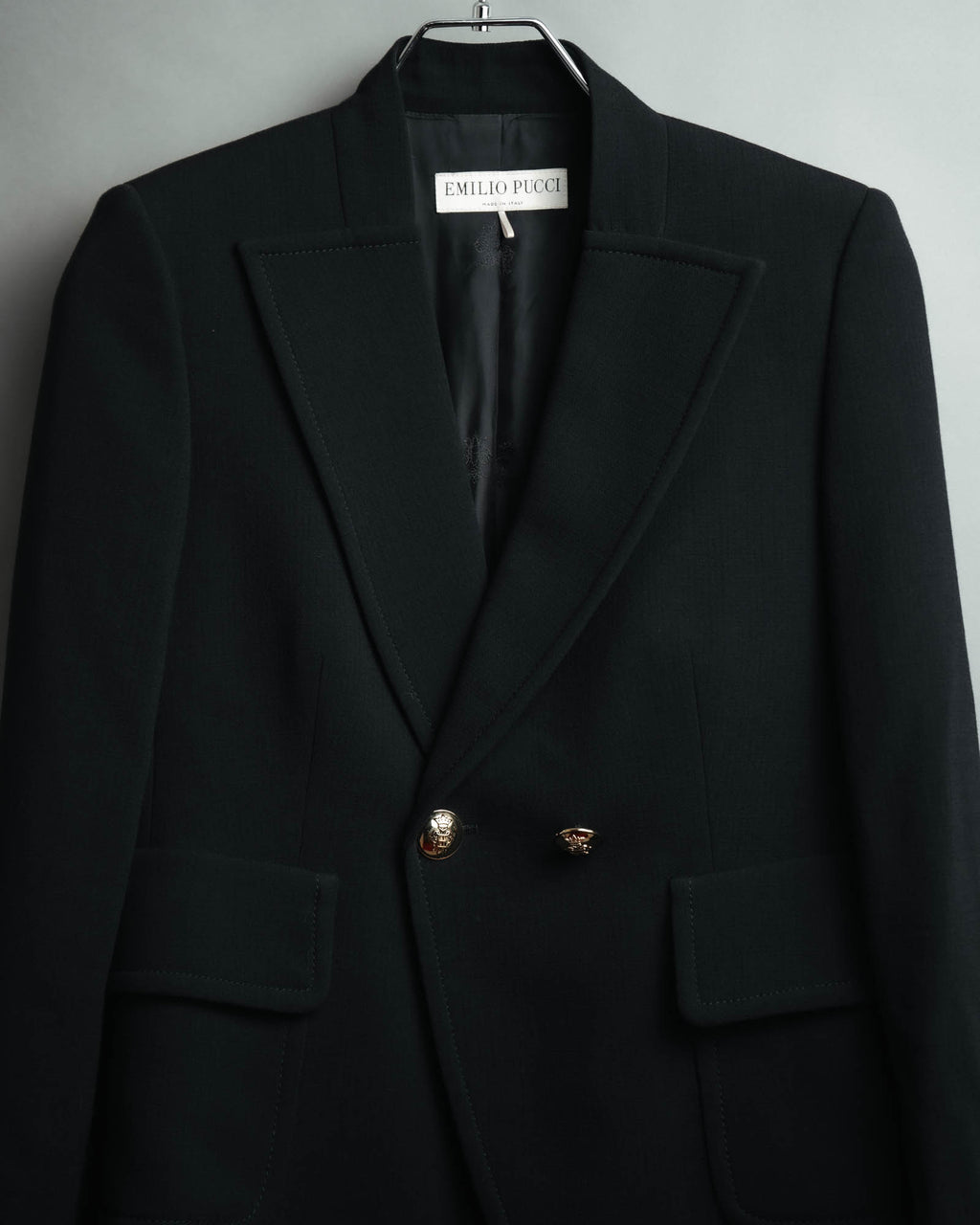 "EMILIO PUCCI" 00's-10's Gold buttoned tailored wool blazer