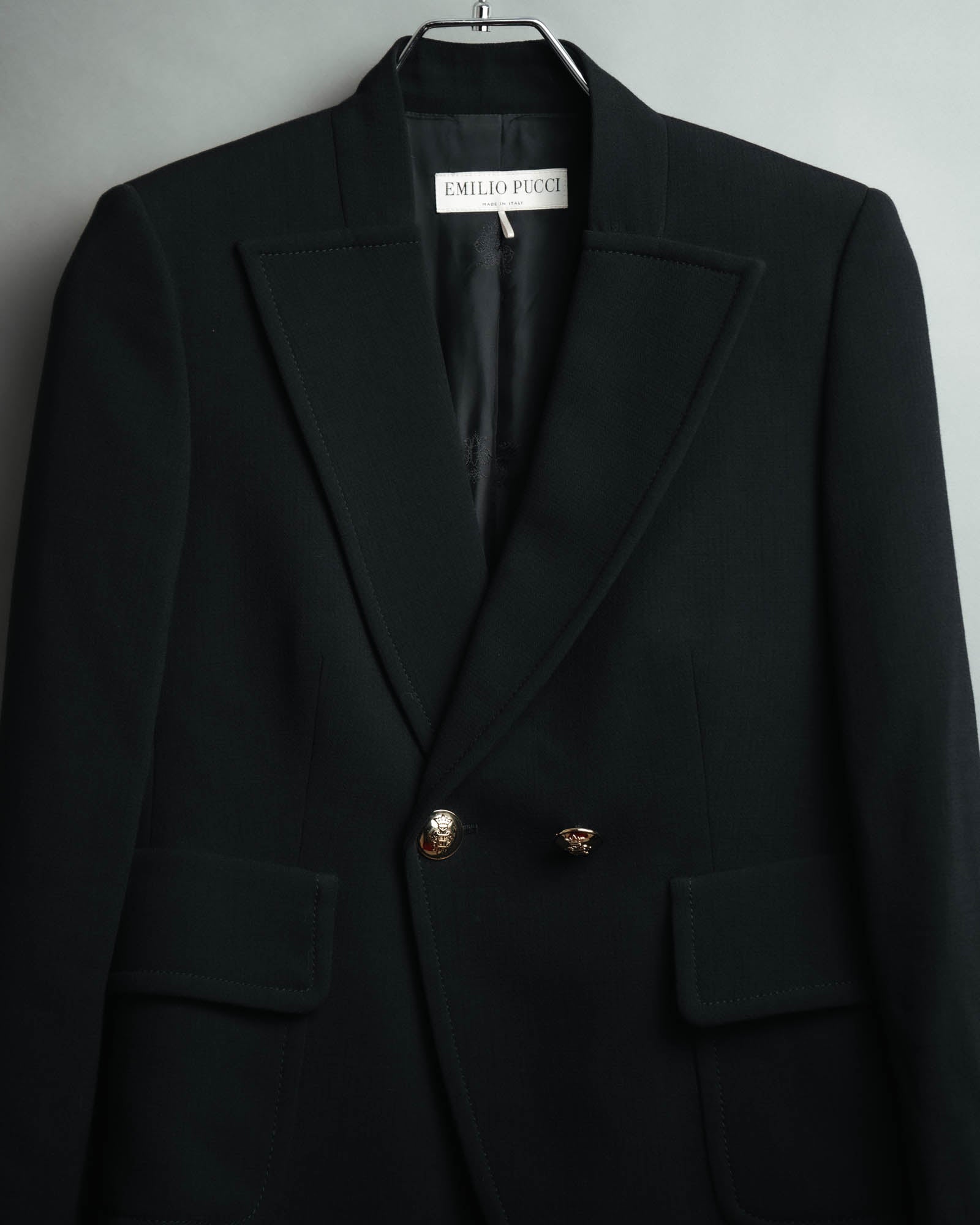 "EMILIO PUCCI" 00's-10's Gold buttoned tailored wool blazer