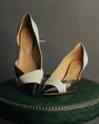 "Sergio Rossi" 90's-10's Elegant colorblock leather pointed-toe pumps