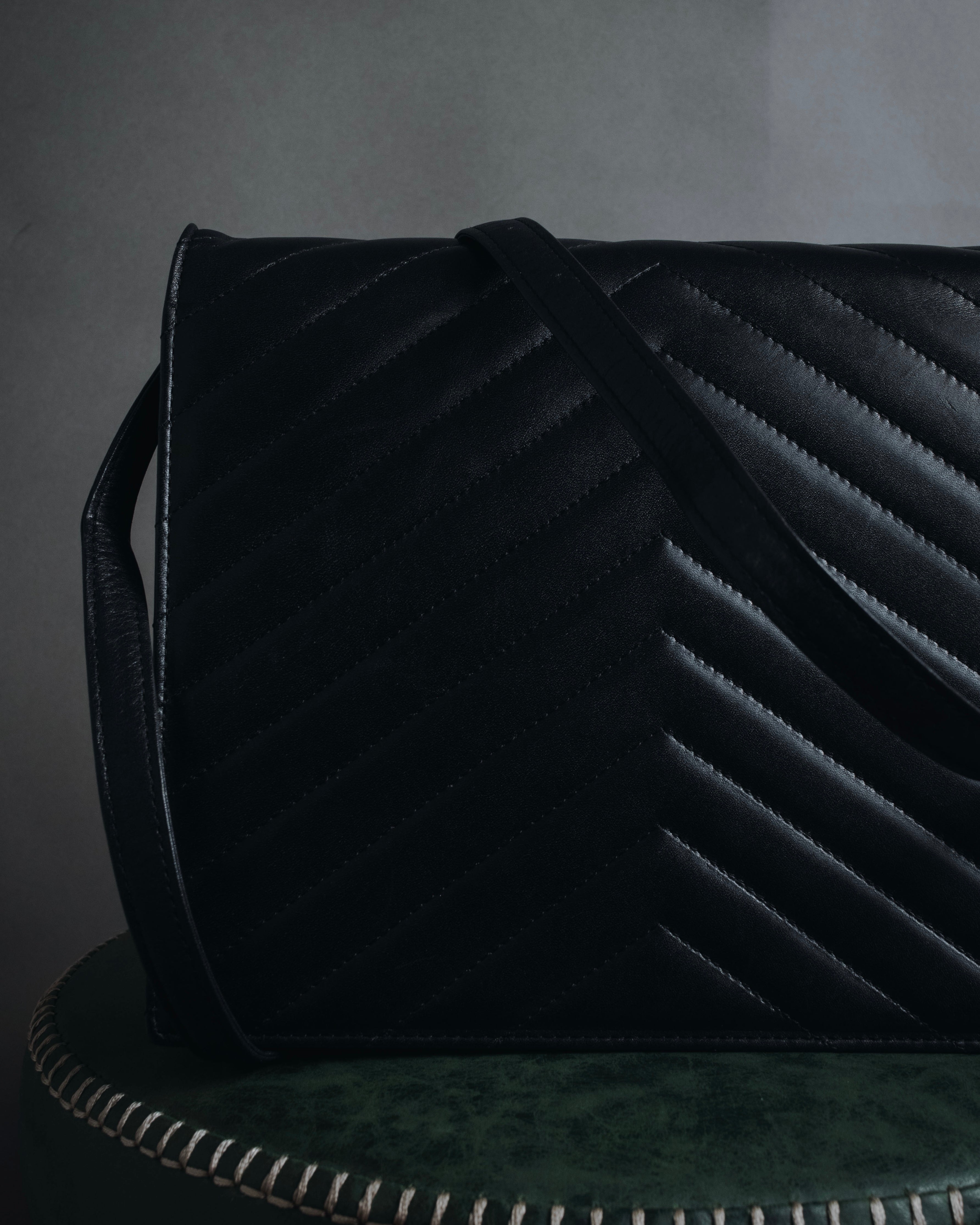 "Yves Saint Laurent" Late 80’s–early 90’s chevron quilted cassandre shoulder bag