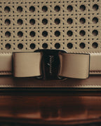 "Salvatore Ferragamo" 2010's-20's Ivory perforated leather chain shoulder bag