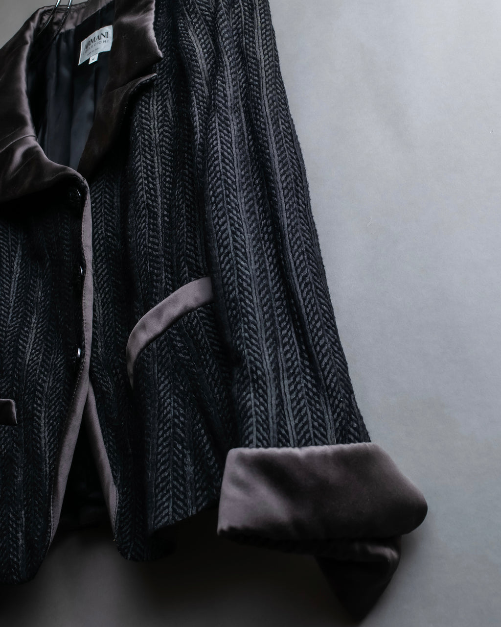 "ARMANI COLLEZIONI" Satin switch design knit tailored jacket