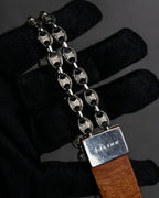"CELINE" Oval link chain design leather combination belt