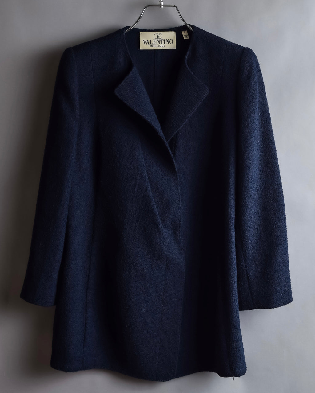 "VALENTINO" Wool boucle concealed front tailored jacket