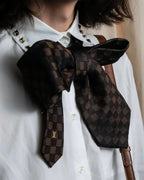 "LOUIS VUITTON" Damier check silk jacquard neck tie
