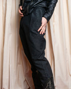 "CELINE" Shiny striped wide tapered slacks