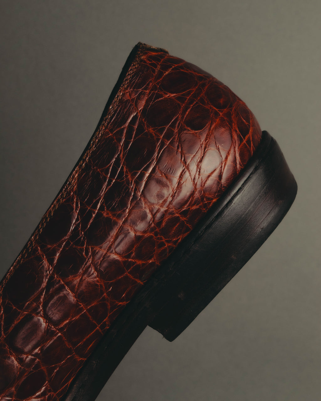 "PRADA" 90's-00's Croc embossed leather penny loafers