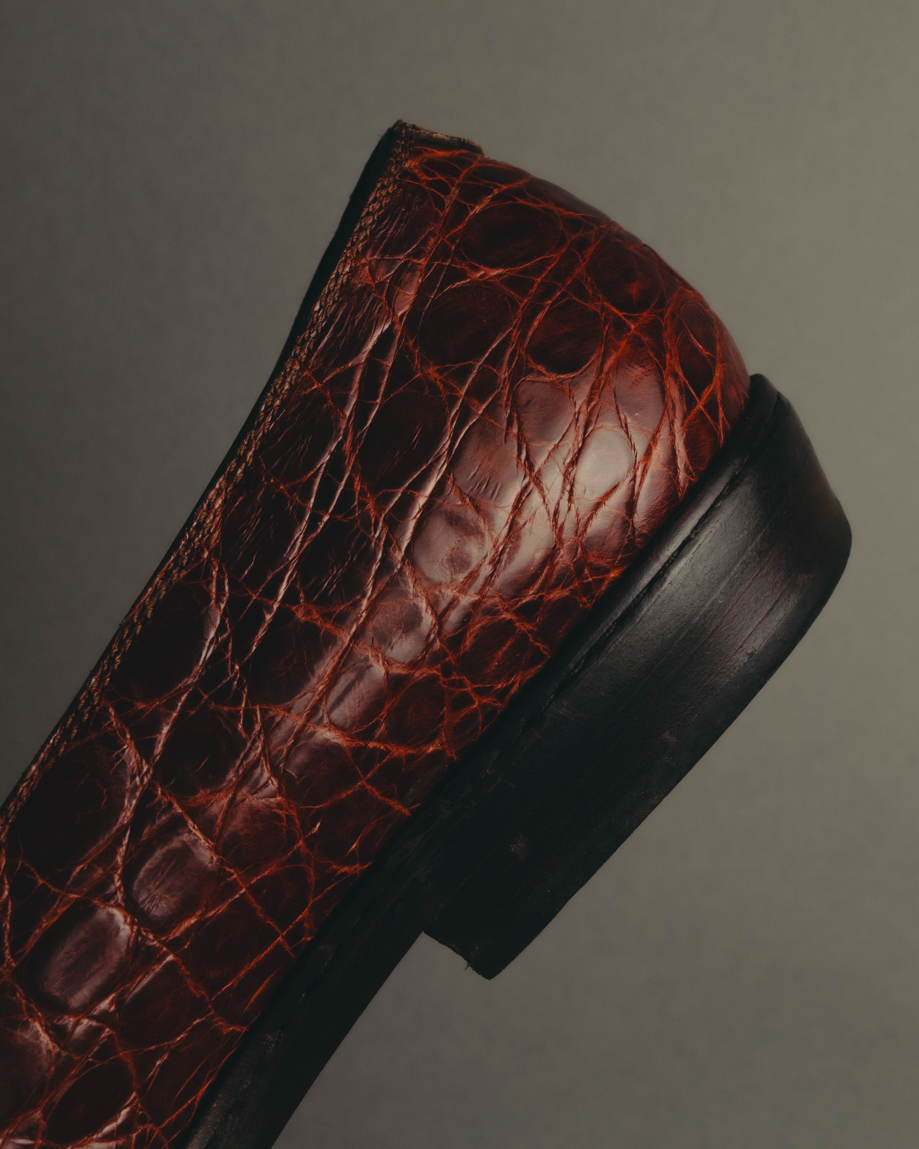"PRADA" 90's-00's Croc embossed leather penny loafers
