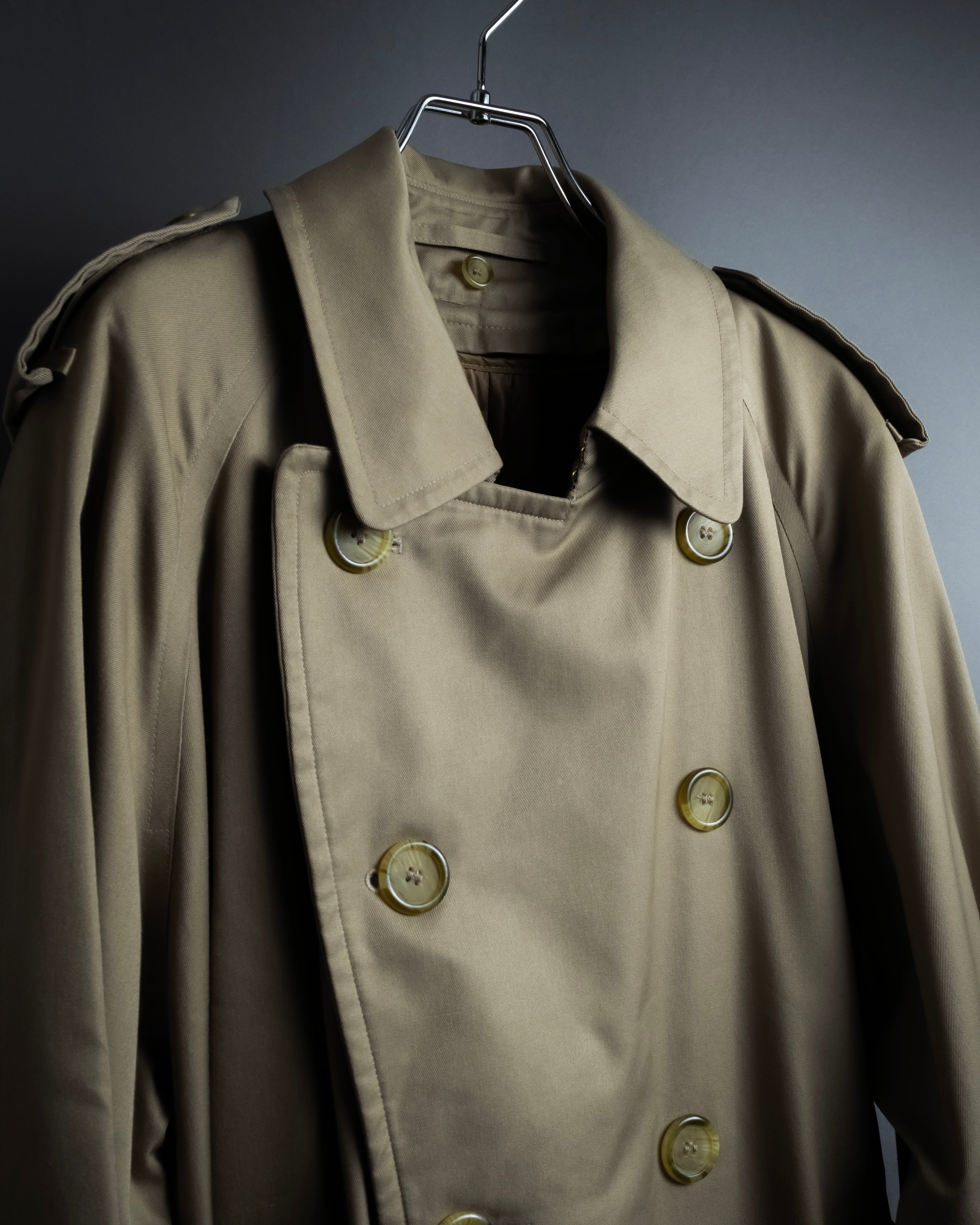 "BURBERRYS" Traditional detail double-breasted stand color trench coat