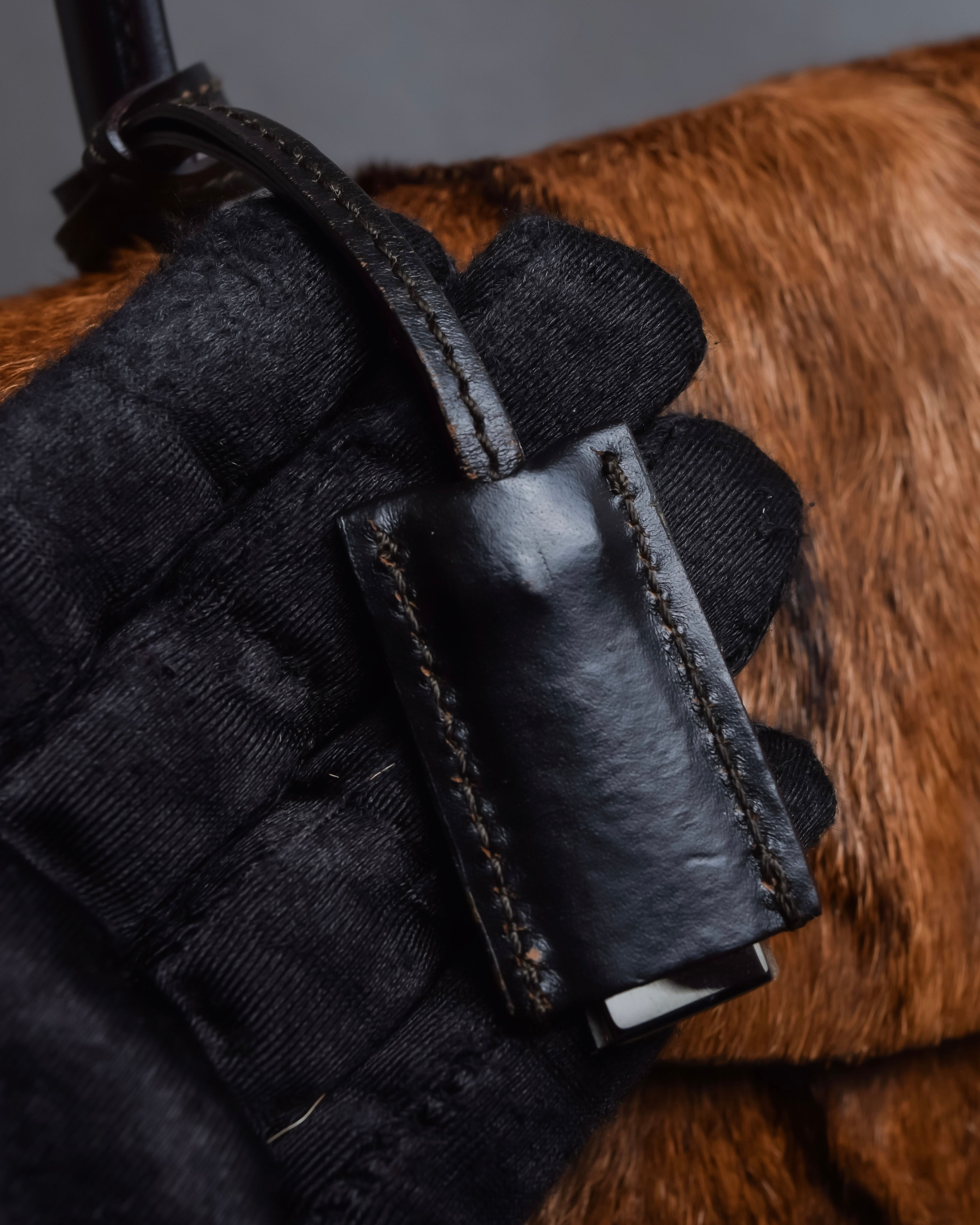 "GUCCI"「1947」 pony leather combination bamboo hand bag