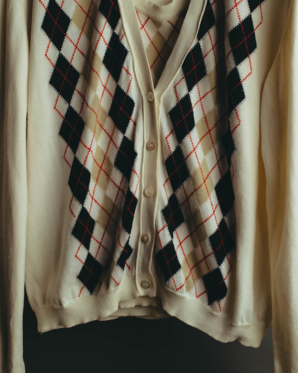 “BURBERRY LONDON” 00’s-10’s argyle cotton cardigan＆vest