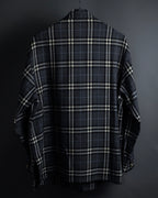 "BURBERRYS" Gold metal button design check pattern wool shirt