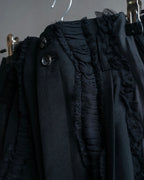 "COMME des GARCONS" Ruffle & tulle asymmetrical docking sarouel slacks