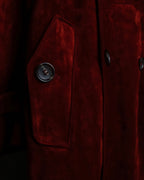 "GUCCI" 1990’s Tom Ford period deep red color suede long trench coat