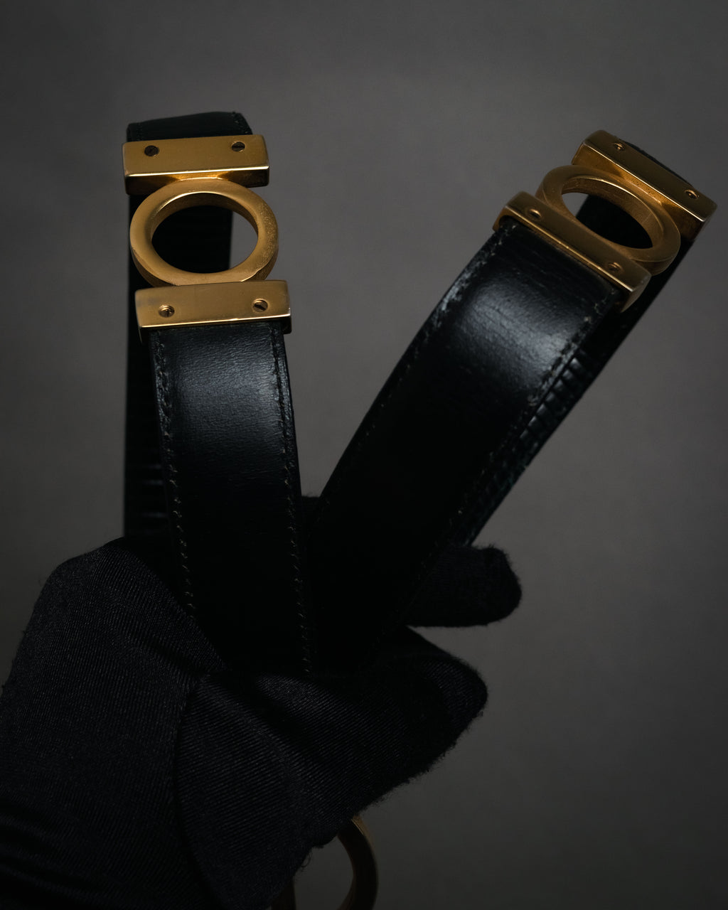 “Salvatore Ferragamo” 90’s Lizard leather double gancini belt