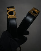 “Salvatore Ferragamo” 90’s Lizard leather double gancini belt