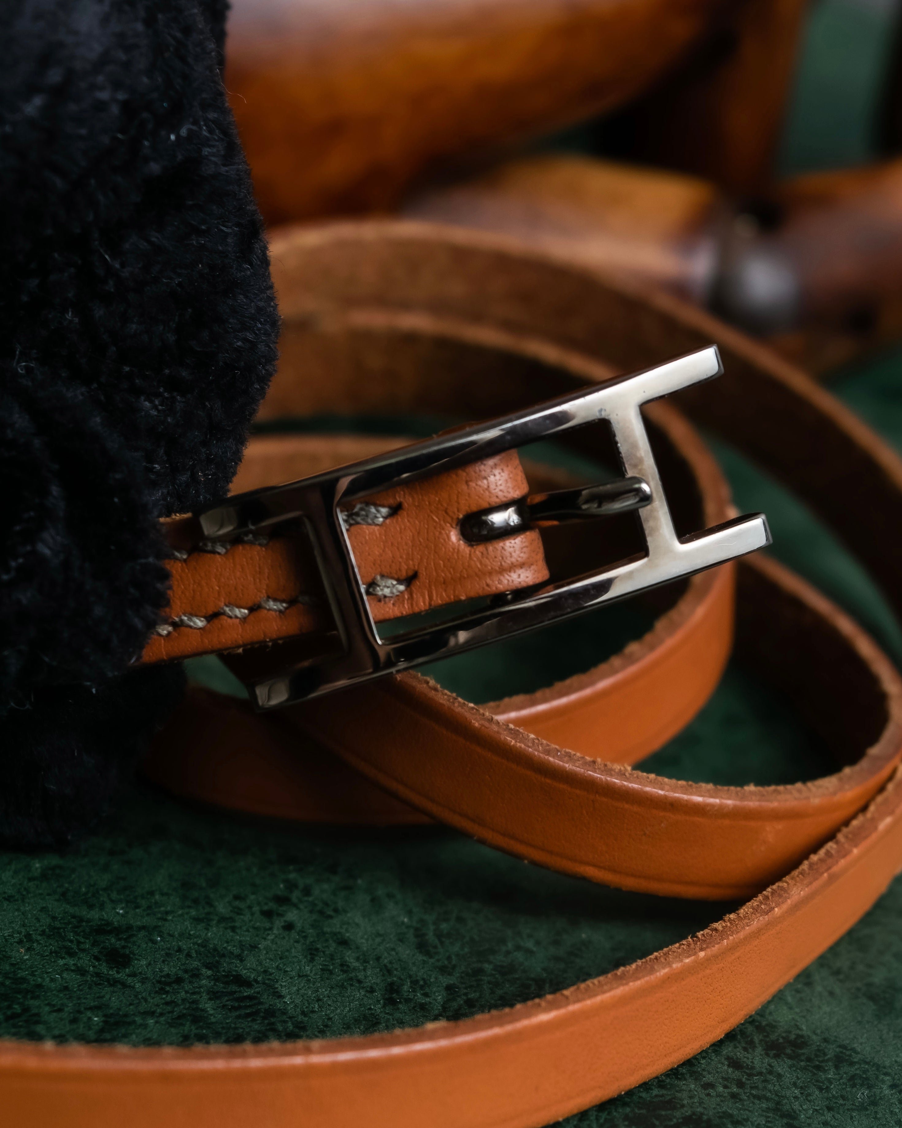 "HERMES" API Doubletour layered design belt bracelet