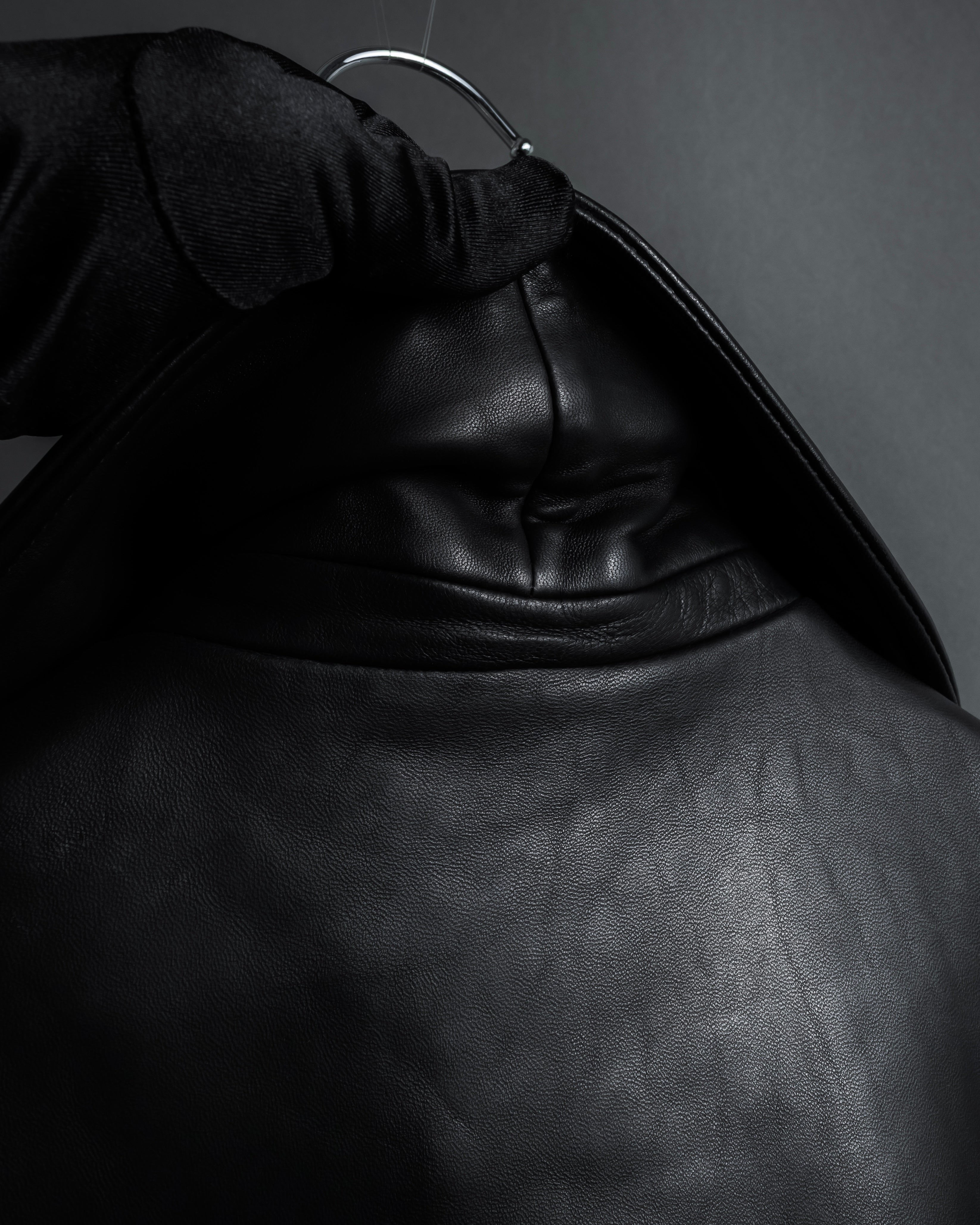 "COACH" Double-breasted panel work design leather coat