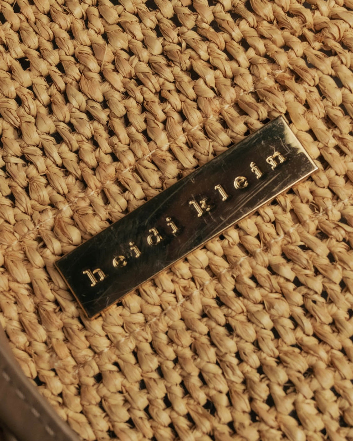 “Heidi Klein” Natural raffia bamboo handle bucket bag