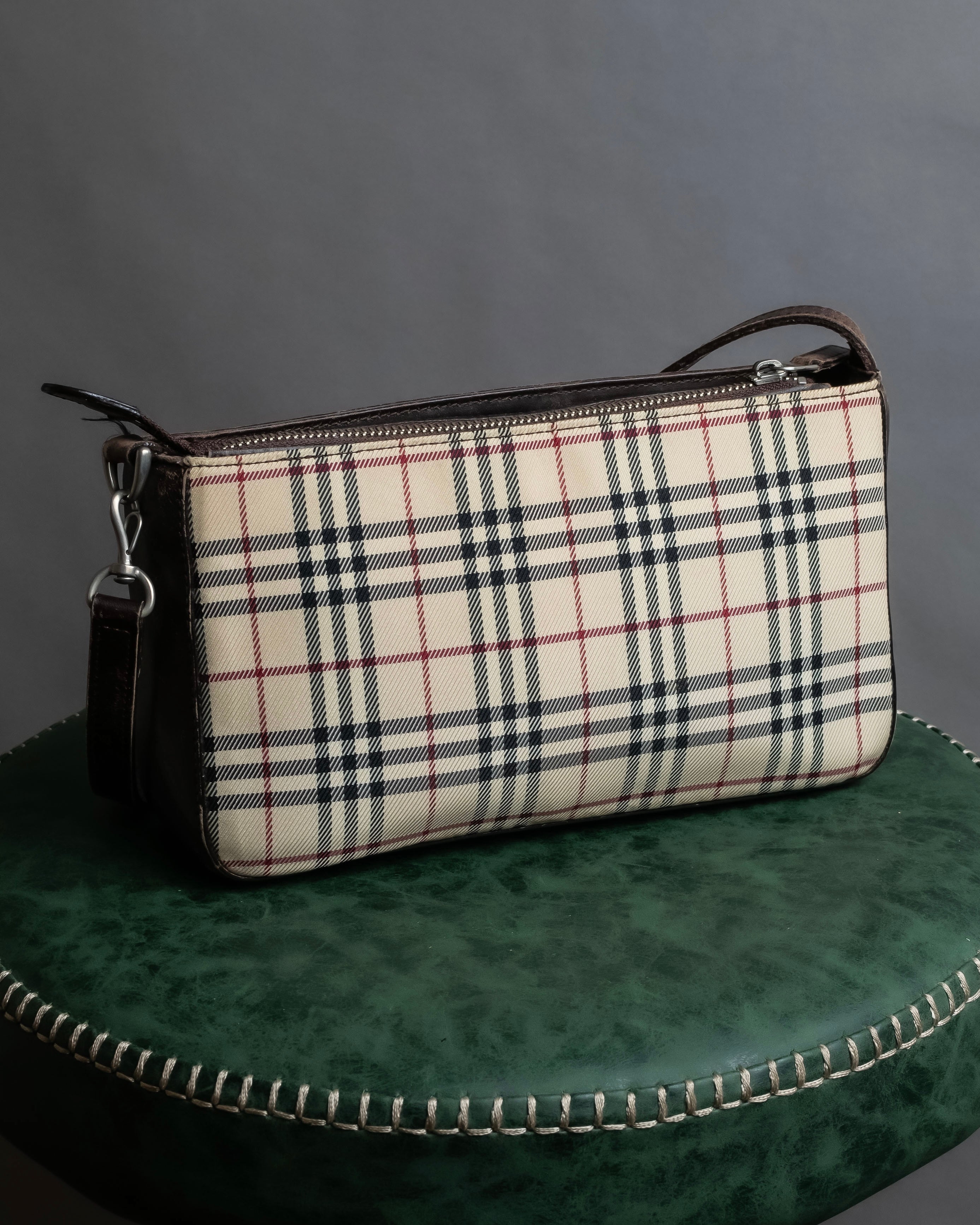 "BURBERRY" Nova check pattern leather combination shoulder bag