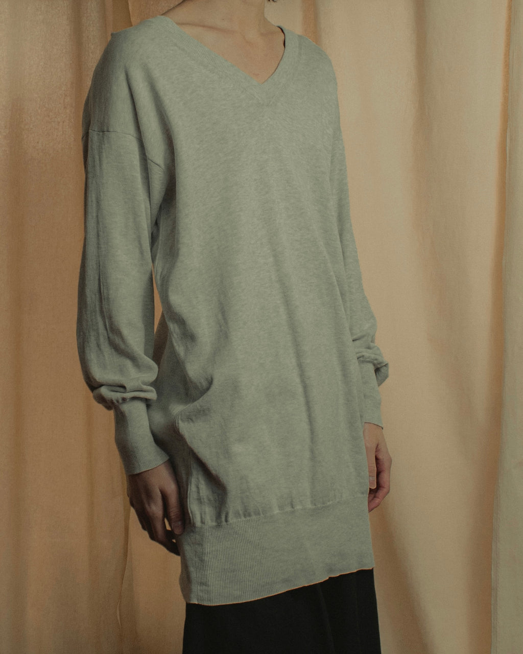 "Maison Margiela" 18SS elbow patch cotton v-neck knit