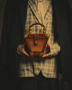 –SPECIAL– "GABBRIELLI FIRENZE" 70's-80's Sculptural structured leather handbag