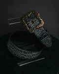 "DOLCE & GABBANA" 2003-08 Distressed croc-embossed hammered buckle belt