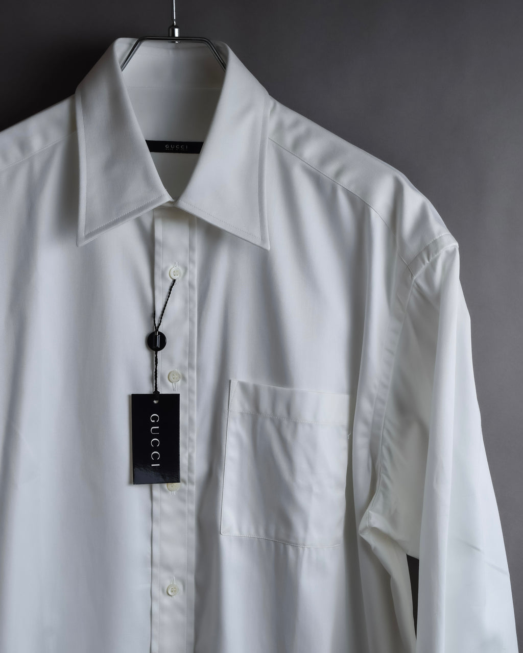 "GUCCI" Minimal collar detail white cotton shirt
