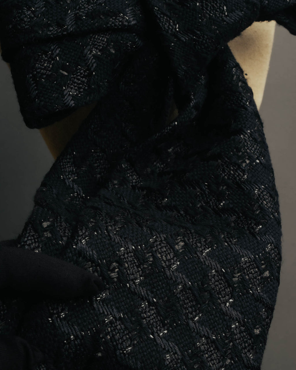 -SPECIAL- “CHANEL” 05Spring black tweed fringe necktie