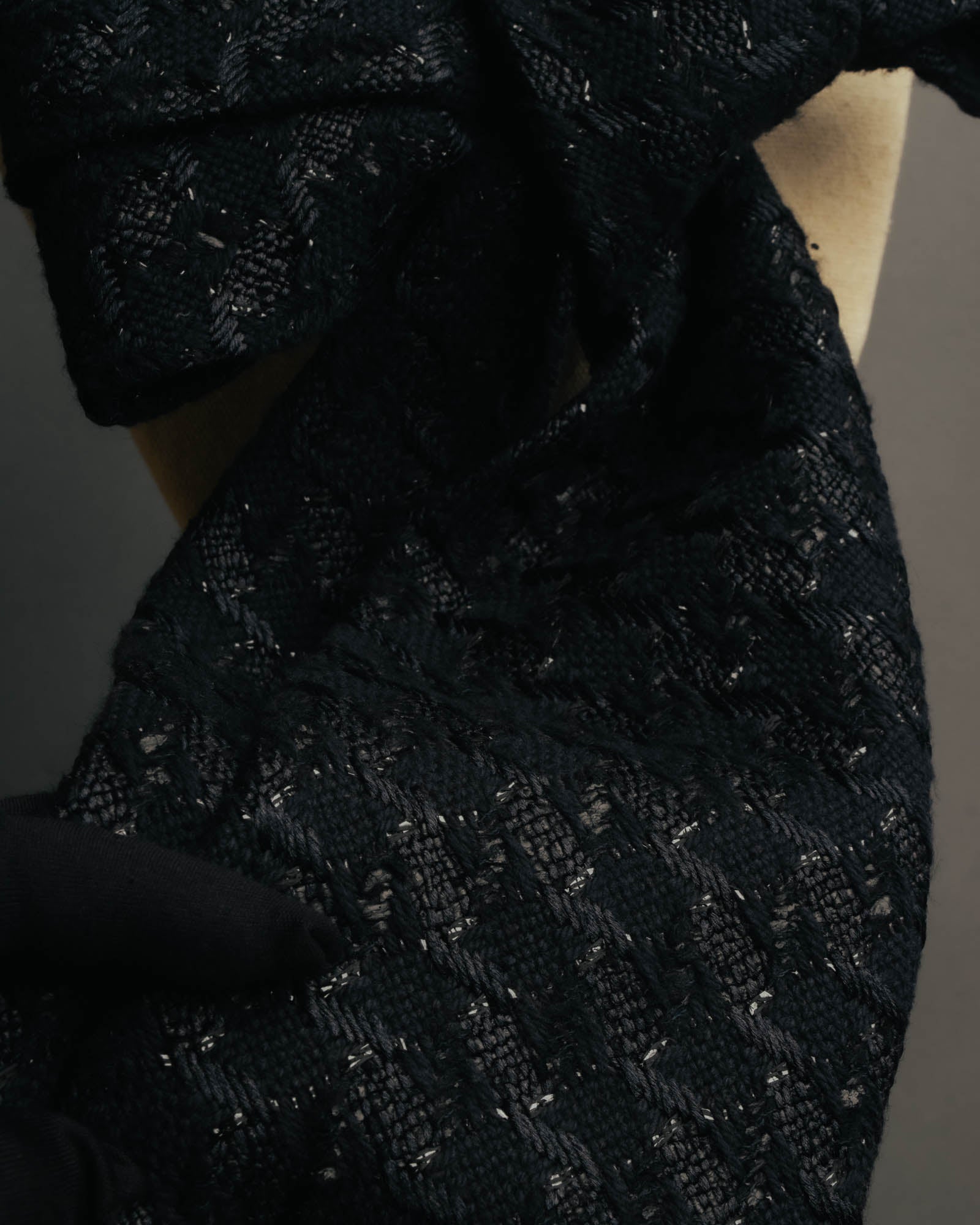 -SPECIAL- “CHANEL” 05Spring black tweed fringe necktie