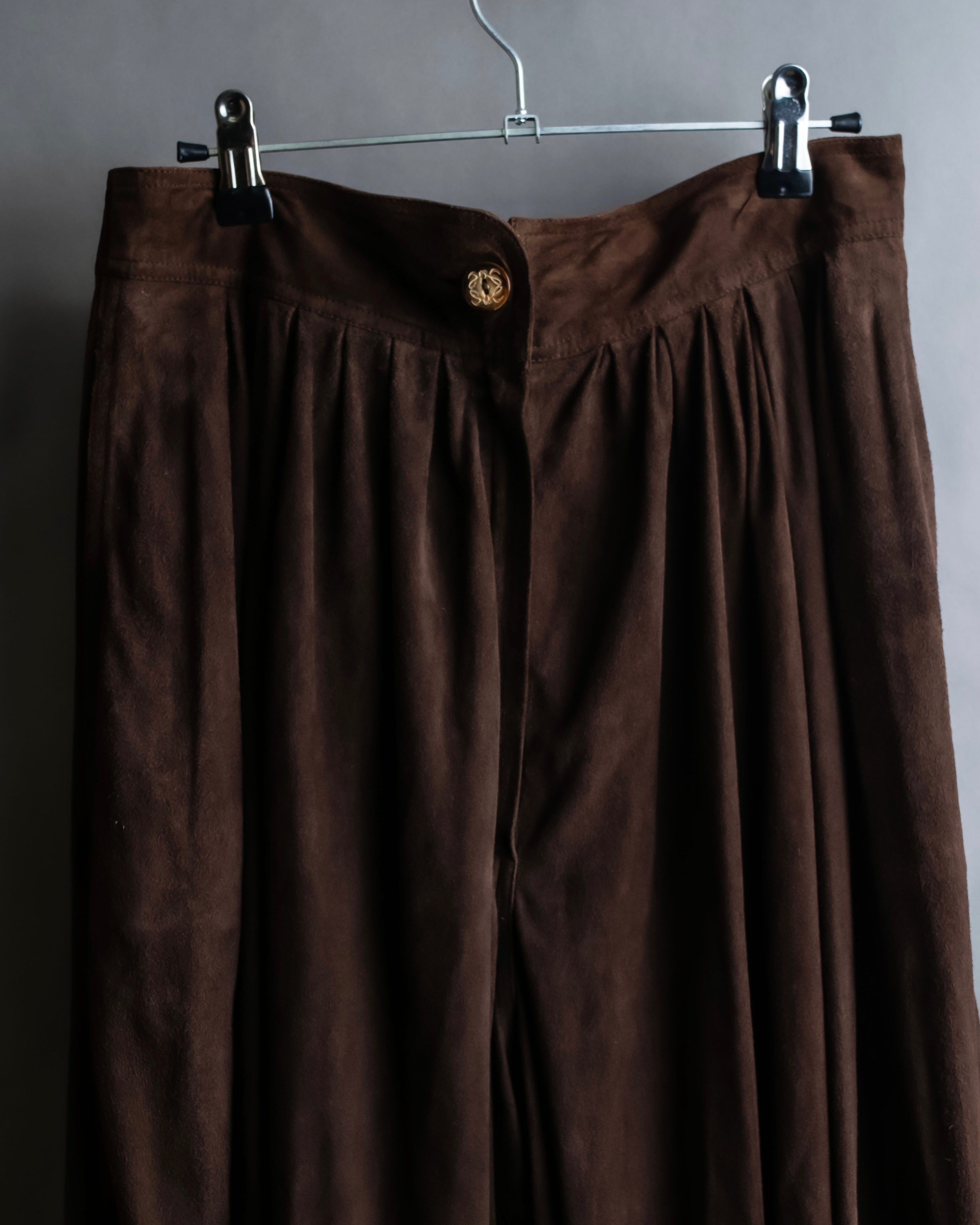 "LOEWE" Dark brown color gathered design wide pants