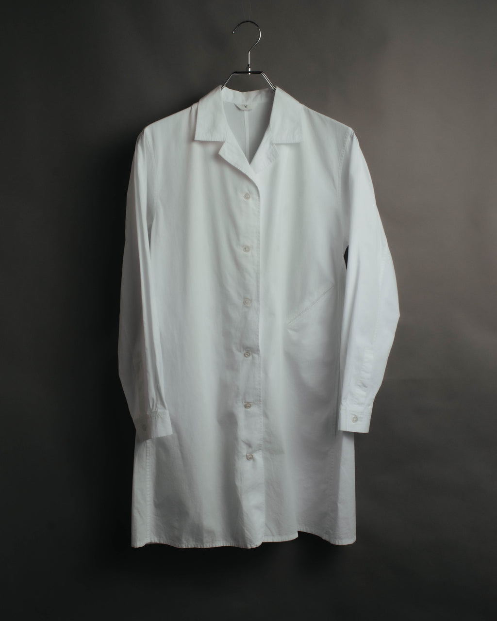 "Y's" 90's-00's Open collar long cotton shirt coat