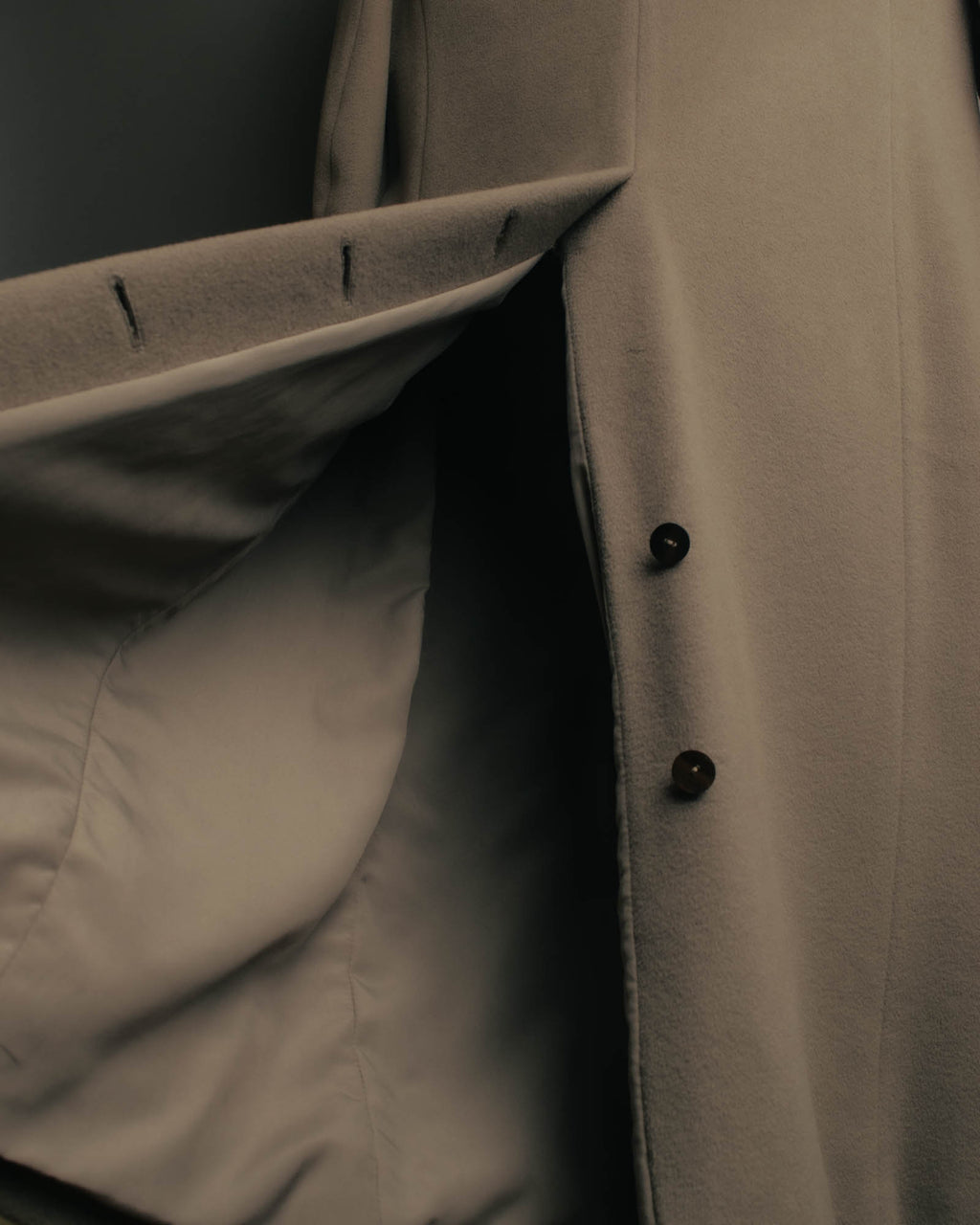 -SPECIAL- "FENDI" 90's-00's Cashmere blend long coat with leather contrast