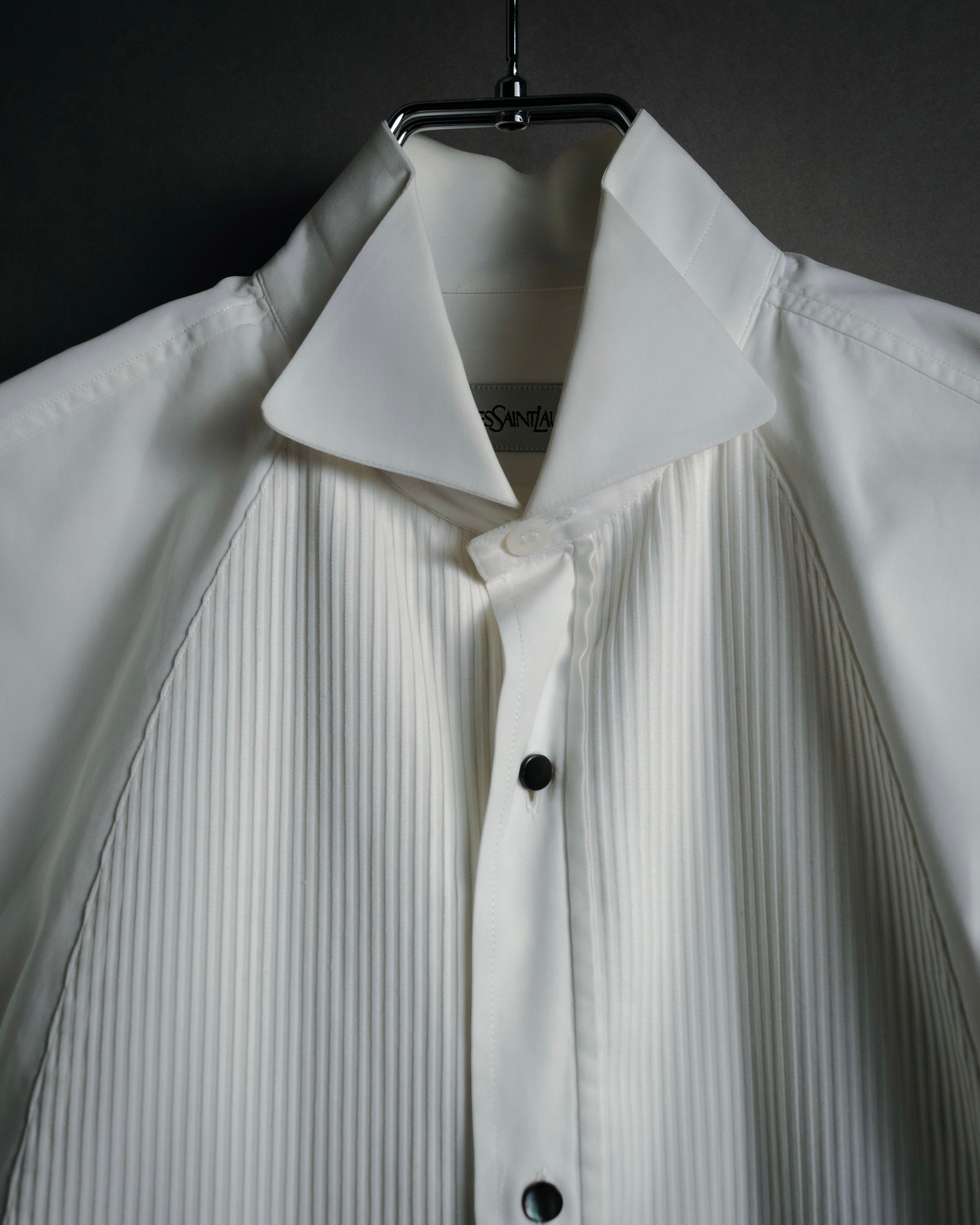 –SPECIAL– "Yves Saint Laurent" 00’s Tuxedo bib-front wing-collar dress shirt