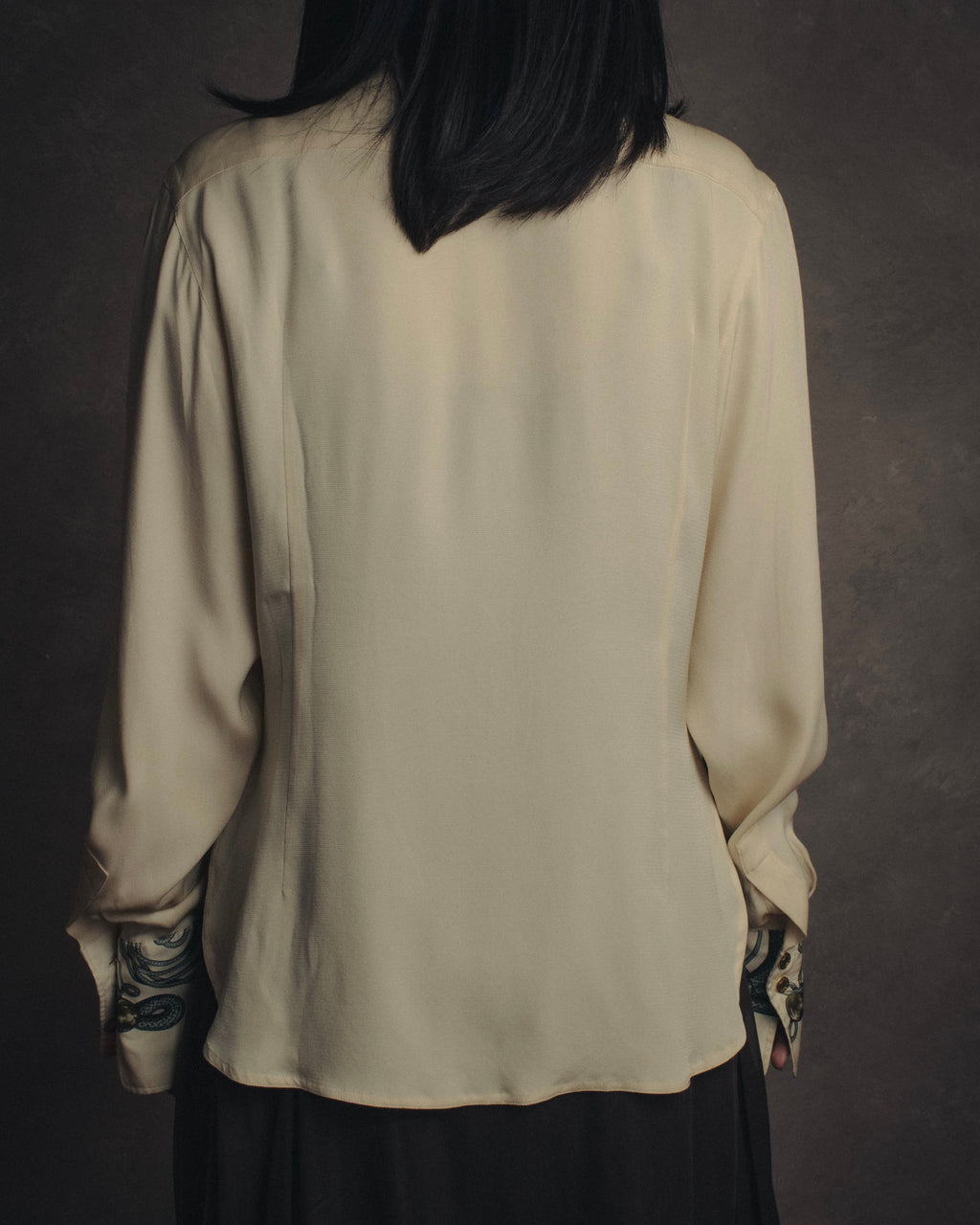 -SPECIAL- “HERMÈS” 80’s scarf panel silk shirt